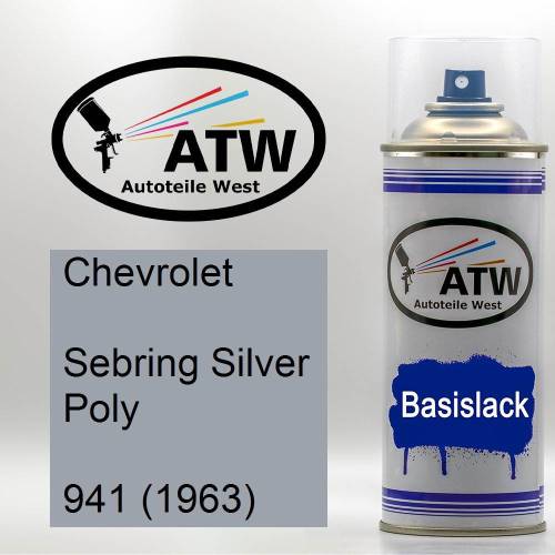 Chevrolet, Sebring Silver Poly, 941 (1963): 400ml Sprühdose, von ATW Autoteile West.